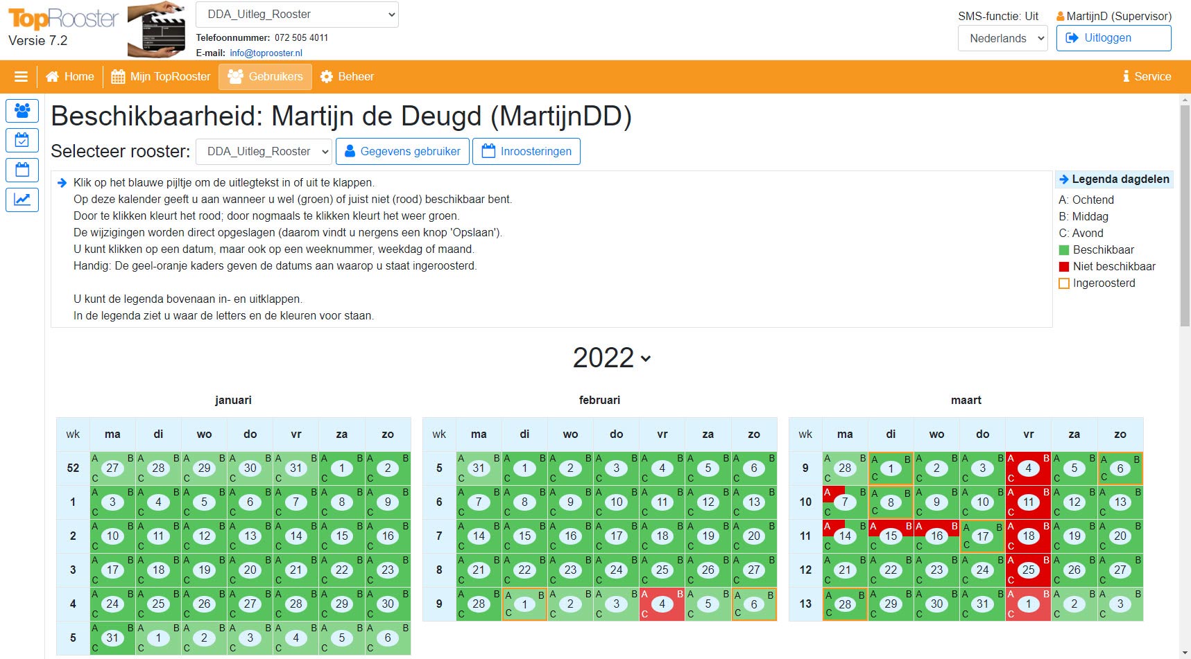 vakantierooster 2022 excel