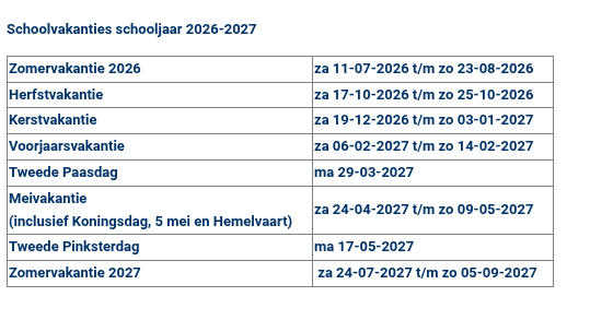 vakantiedagen 2017 school